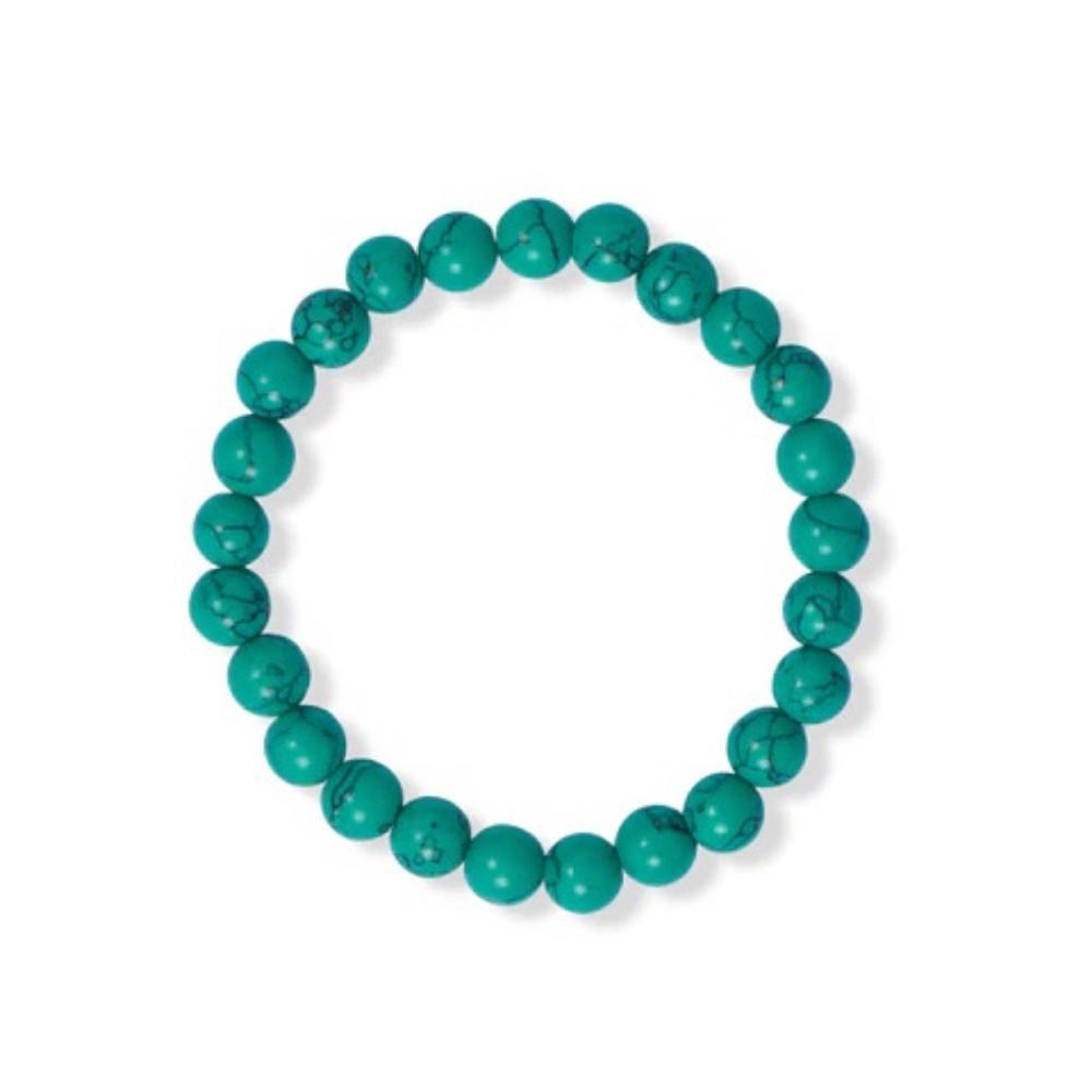 NEW! 8mm Round Green Howlite Stretch Bracelet